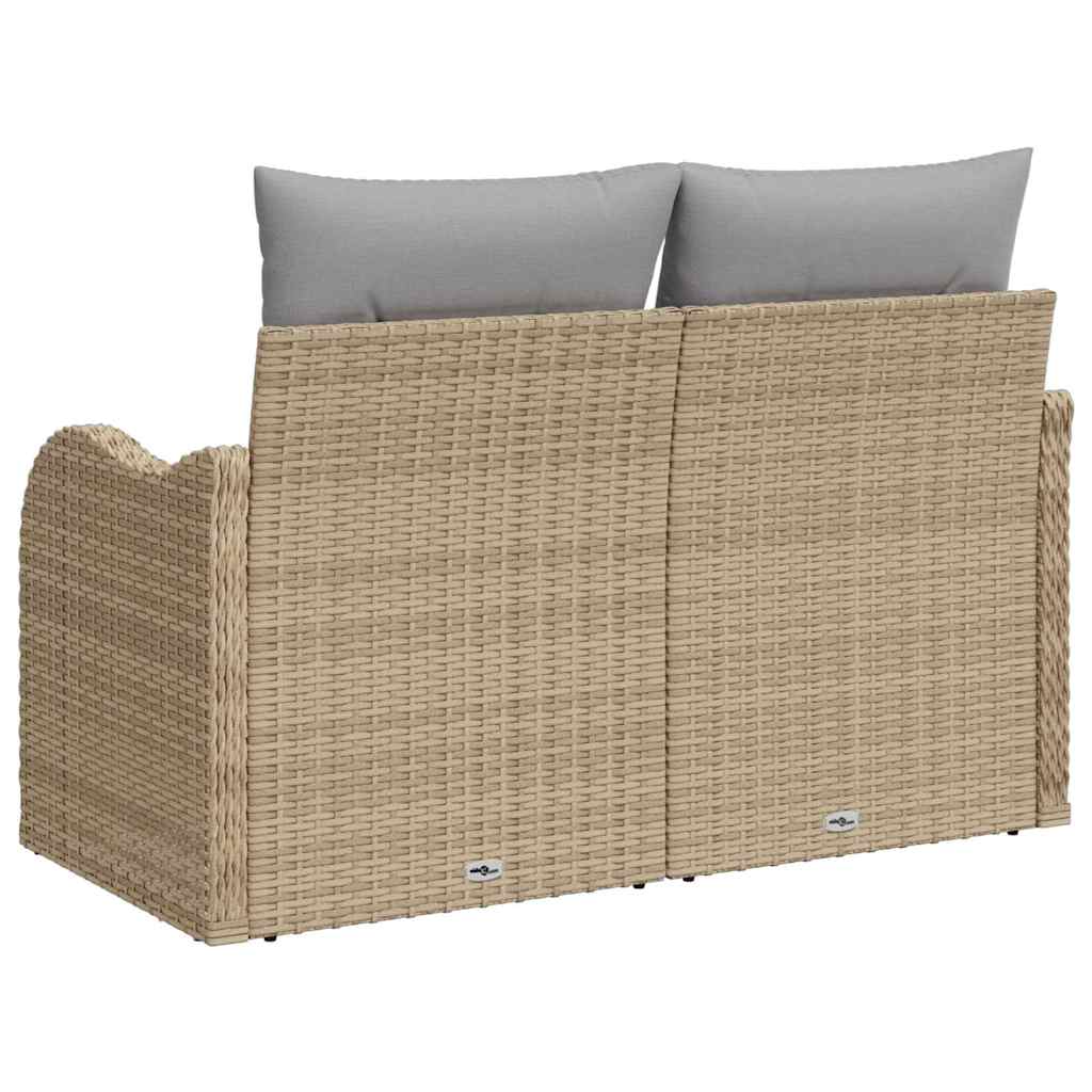 Gartensofa mit Kissen Beige 121 x 62 x 69cm Poly-Rattan